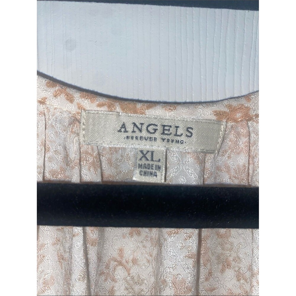 ANGELS-Forever Young Cream Pink & Tan Floral Button-Front Women's Top Sz Large - Picture 3 of 14